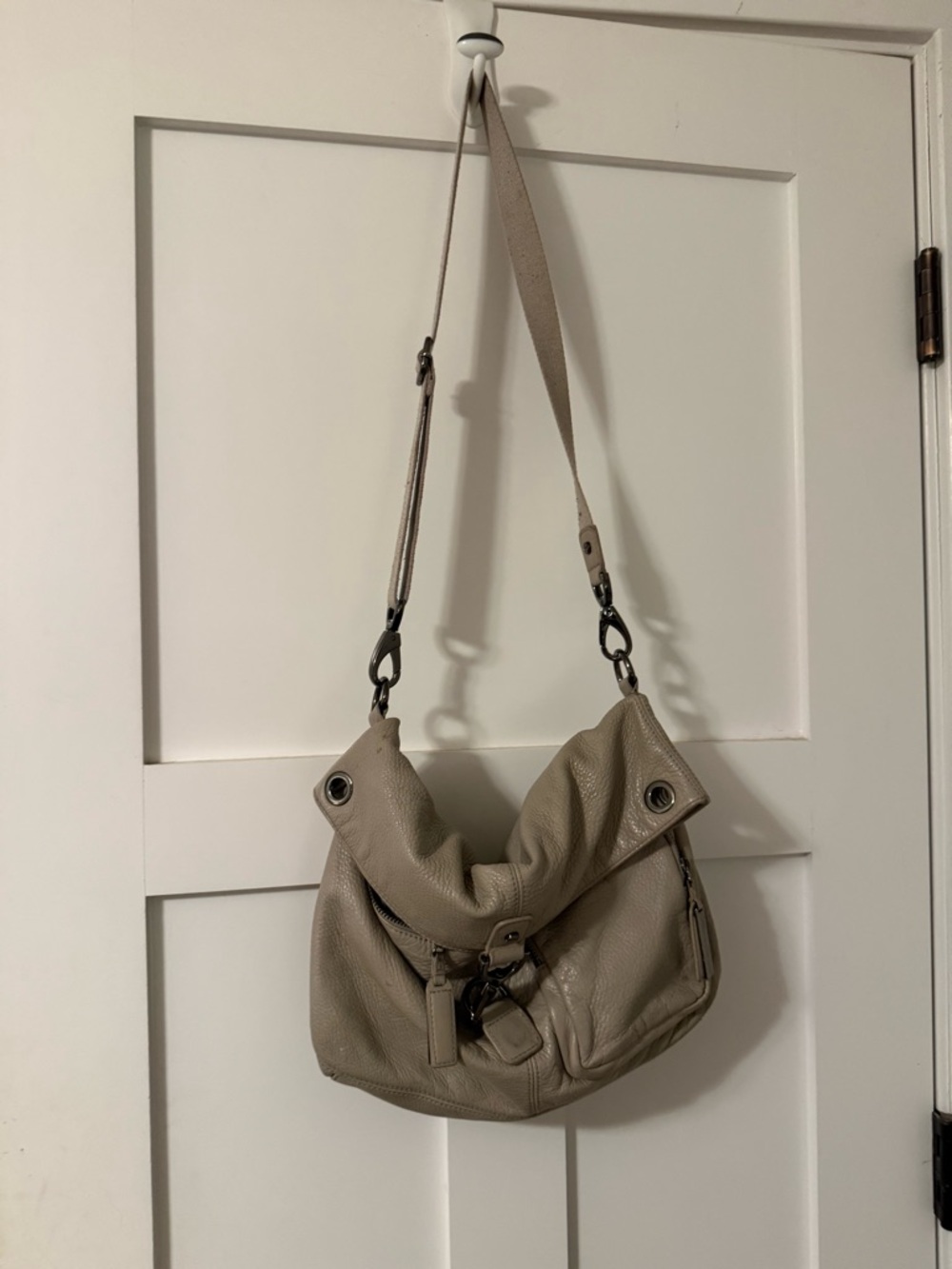 Kenneth Cole Pebbled Taupe Shoulder Hobo Bag